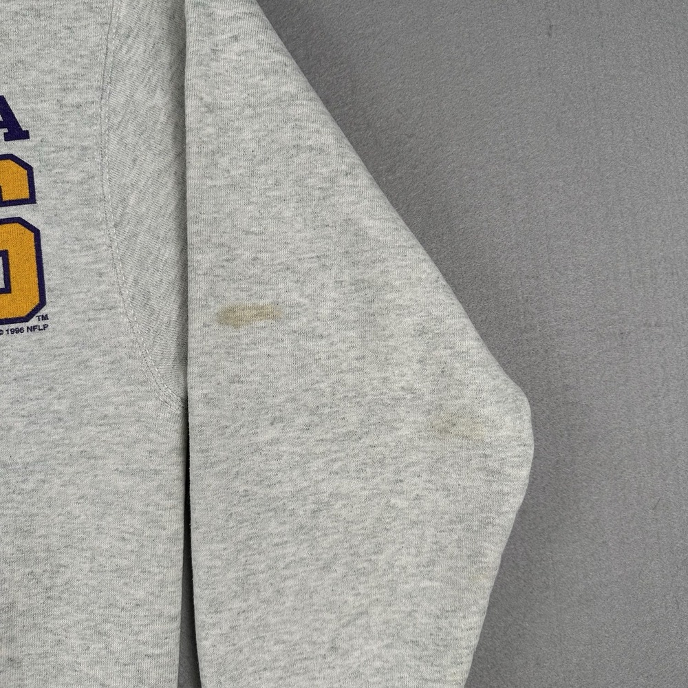 Vintage 90s Minnesota Vikings Sweatshirt Men's Medium Gray Pro Player 1996 - Picture 2 of 16